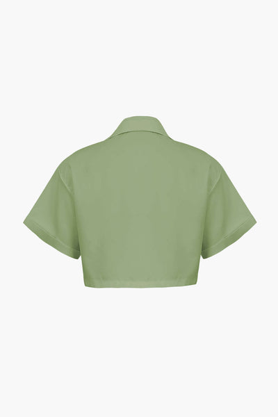 Basic Flap Pocket Twist Hem Shirt
