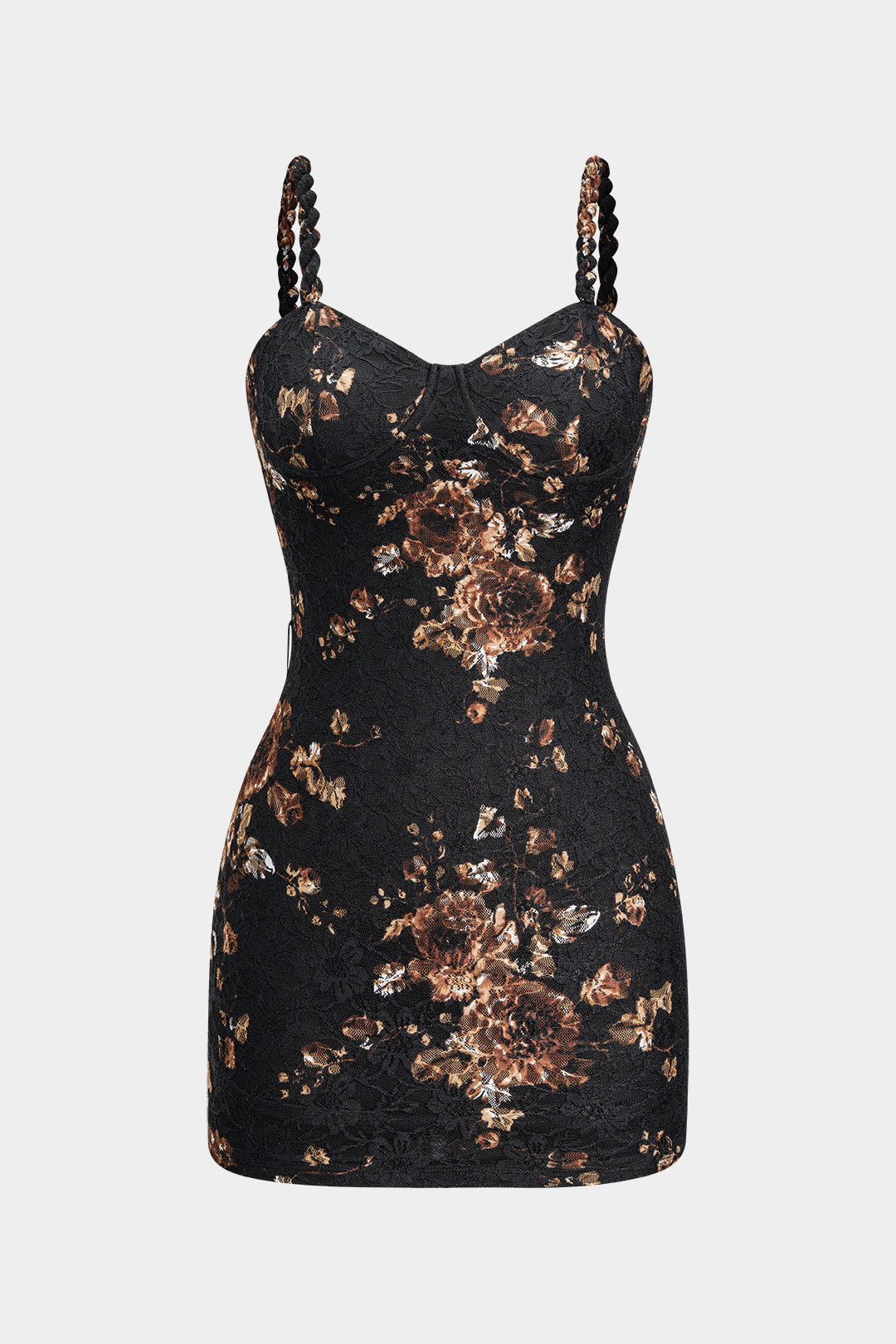 Floral Lace Patchwork Twist Knot Sleeveless Dress And Satin Asymmetrical Tie-Knot Skirt Set