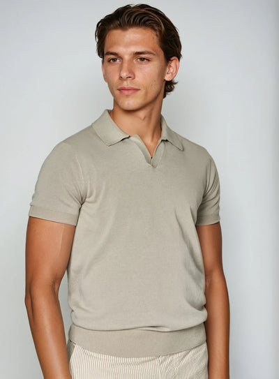 Buttonless polo shirt – Taupe