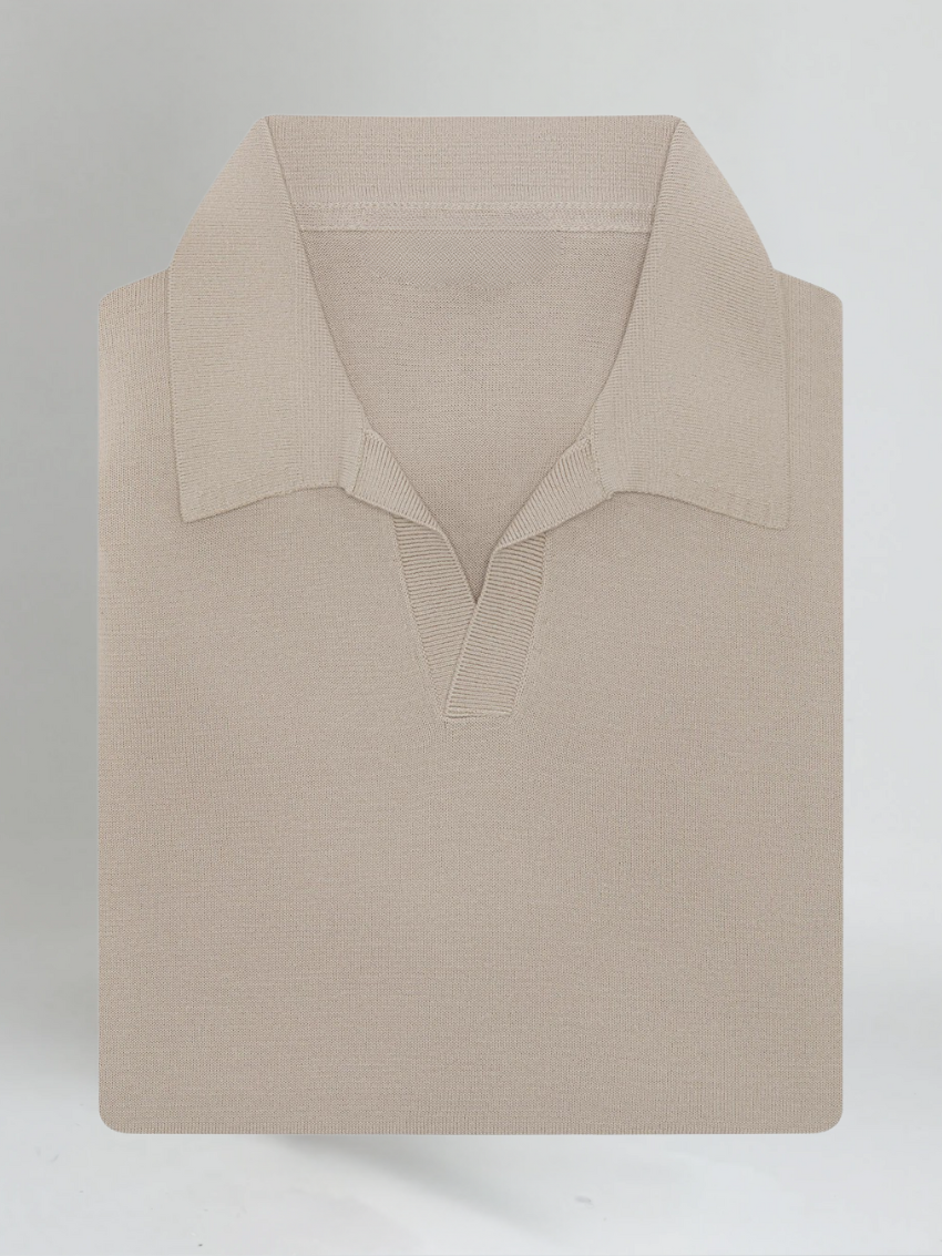 Buttonless polo shirt – Taupe