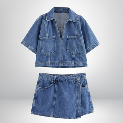 Emelie - Denim set with V-neck