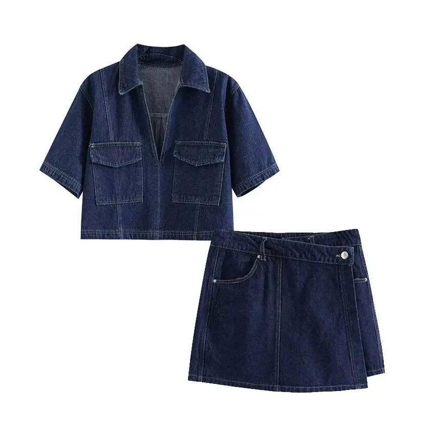 Emelie - Denim set with V-neck