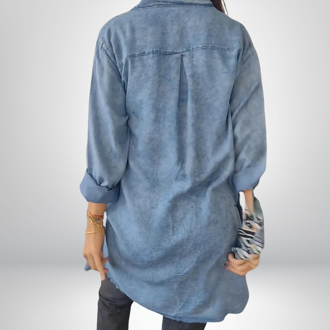 Liv - Long sleeve denim jacket with classic collar