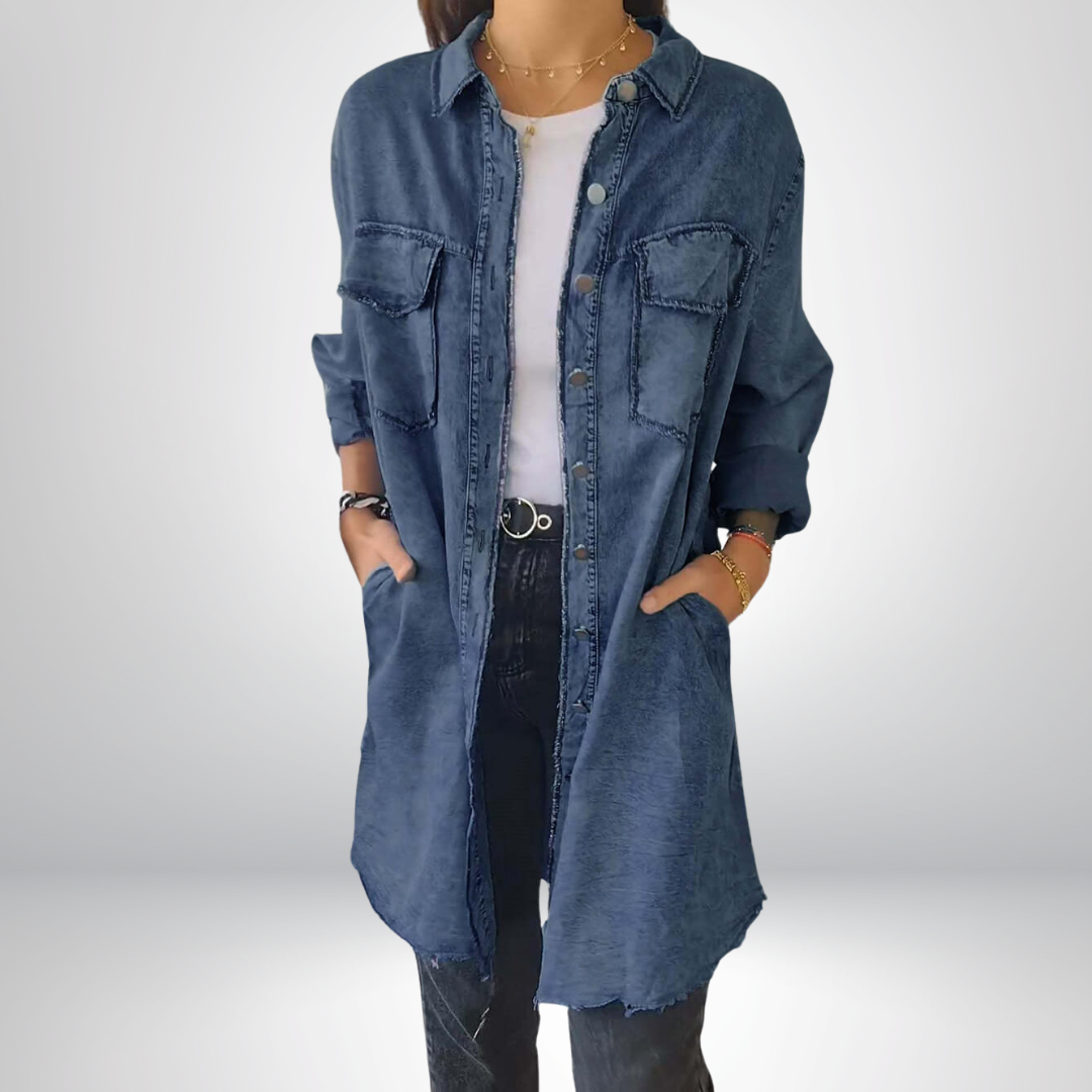 Liv - Long sleeve denim jacket with classic collar