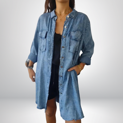 Liv - Long sleeve denim jacket with classic collar