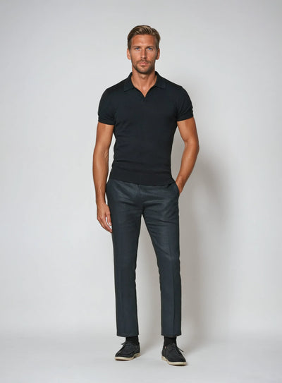 Buttonless polo shirt – Navy blue