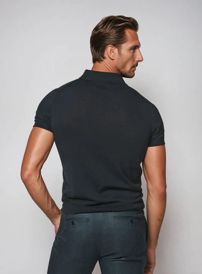 Buttonless polo shirt – Navy blue