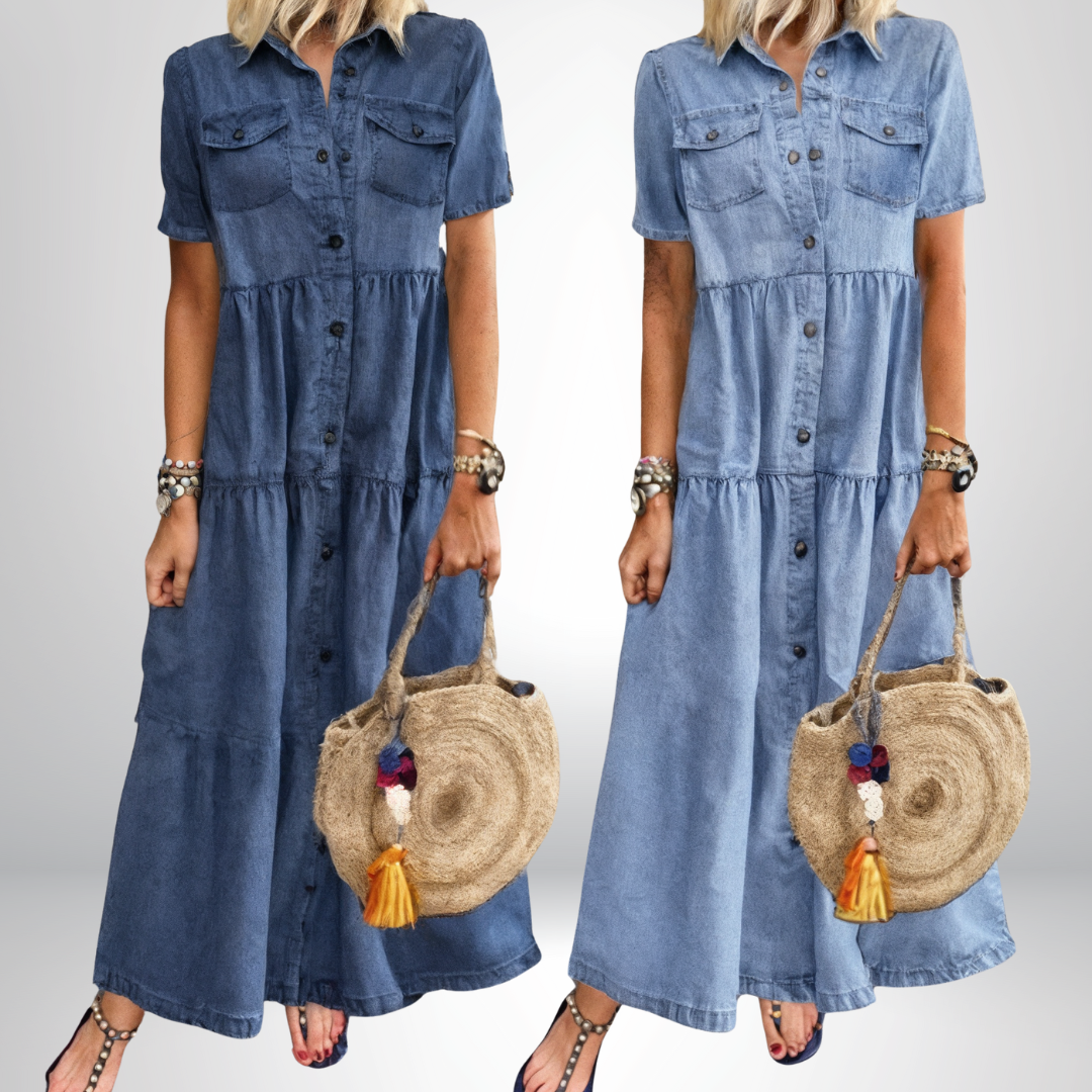Majken - Soft, buttoned denim dress
