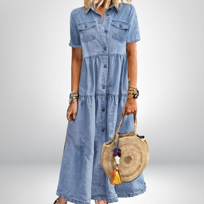 Majken - Soft, buttoned denim dress
