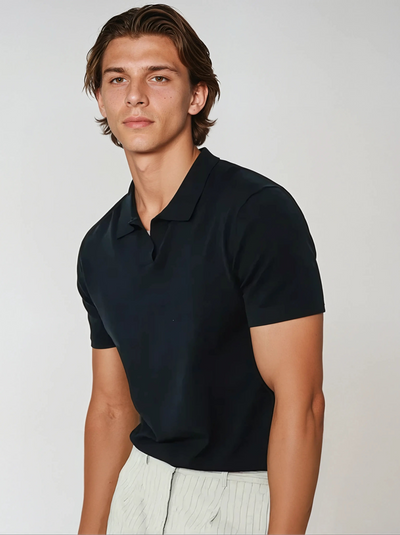 Buttonless polo shirt – Black