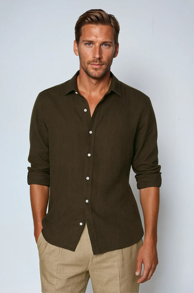 Essential Linen Shirt - Dark Brown