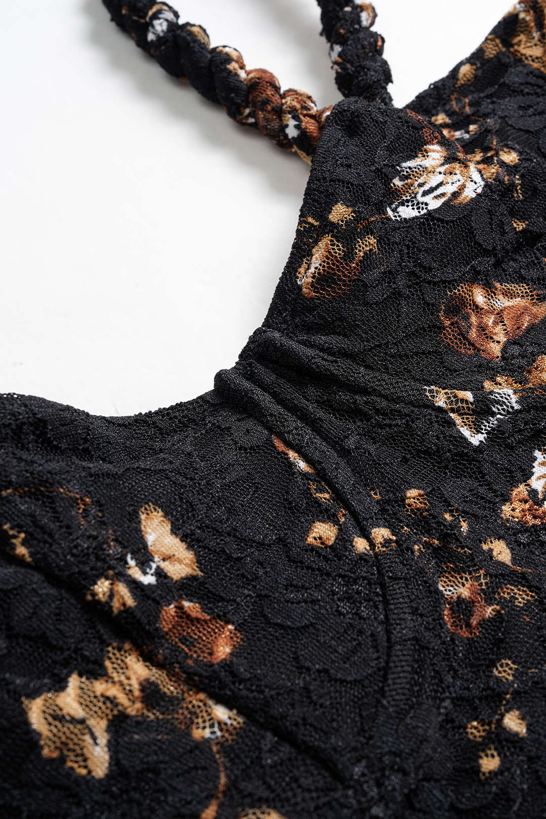 Floral Lace Patchwork Twist Knot Sleeveless Dress And Satin Asymmetrical Tie-Knot Skirt Set